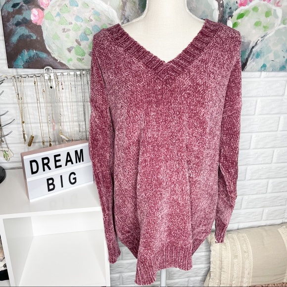 Pink Lily Sweaters - Pink Lily Without A Doubt Purple Chenille Sweater